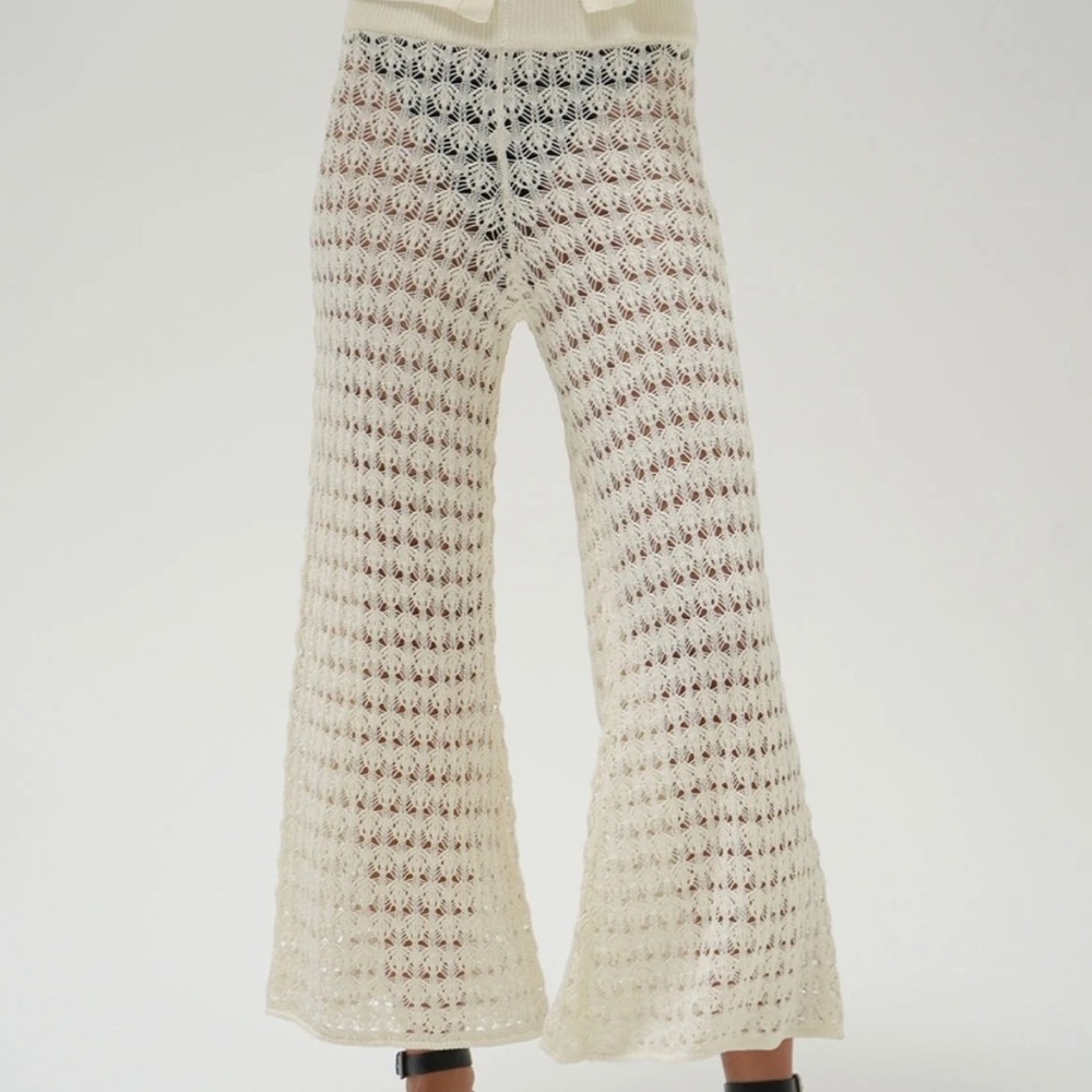 LNA Crochet Cream Beach Wide-Leg Pants NWT Size XL